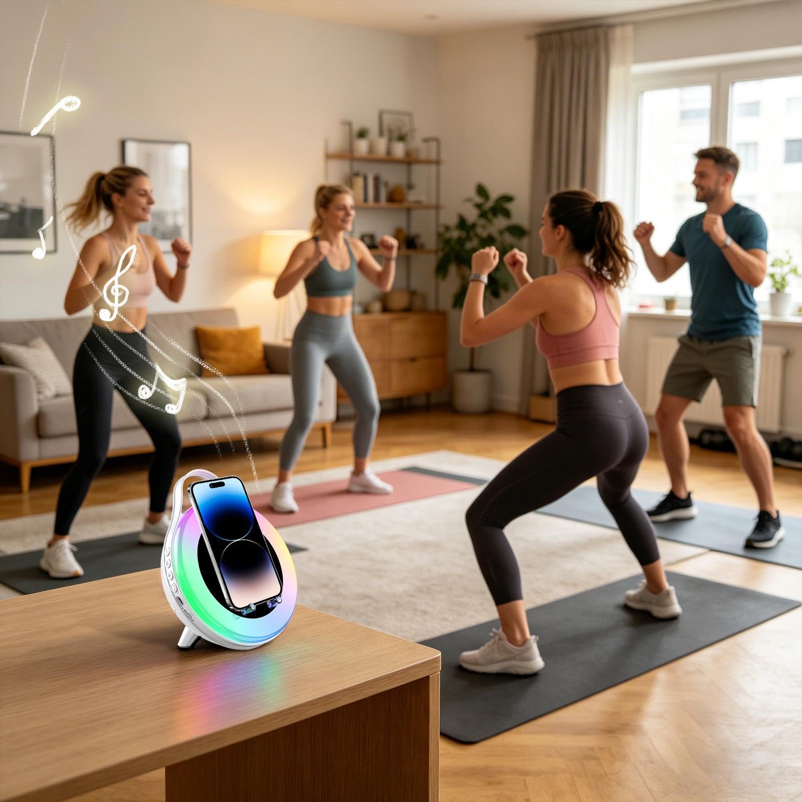 Supporto per altoparlante a induzione wireless R G B per telefono cellulare | Altoparlante a induzione per cellulare, per casa, ufficio, camera da letto, appartamento, soggiorno e comodino