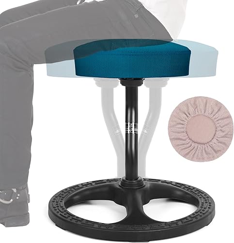 Miniatura 9 de Silla para TDAH para niños, sillas de yoga para adultos, taburete oscilante con asiento flexible para escritorio con base antideslizante y funda