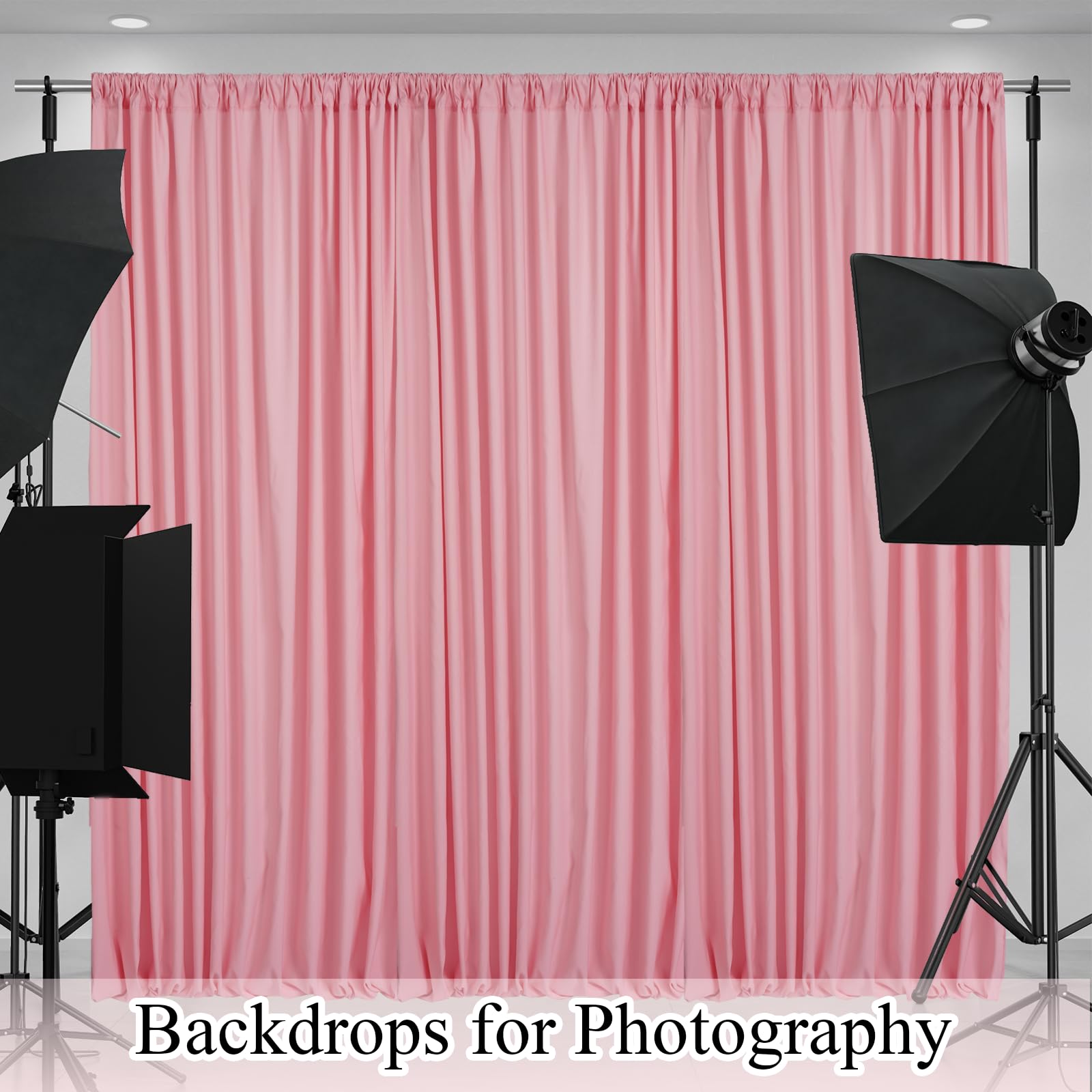 Lot de 2 rideaux de fond or rose pour mariage, fête prénatale, anniversaire, photo, fête à la maison, 3 x 3 m
