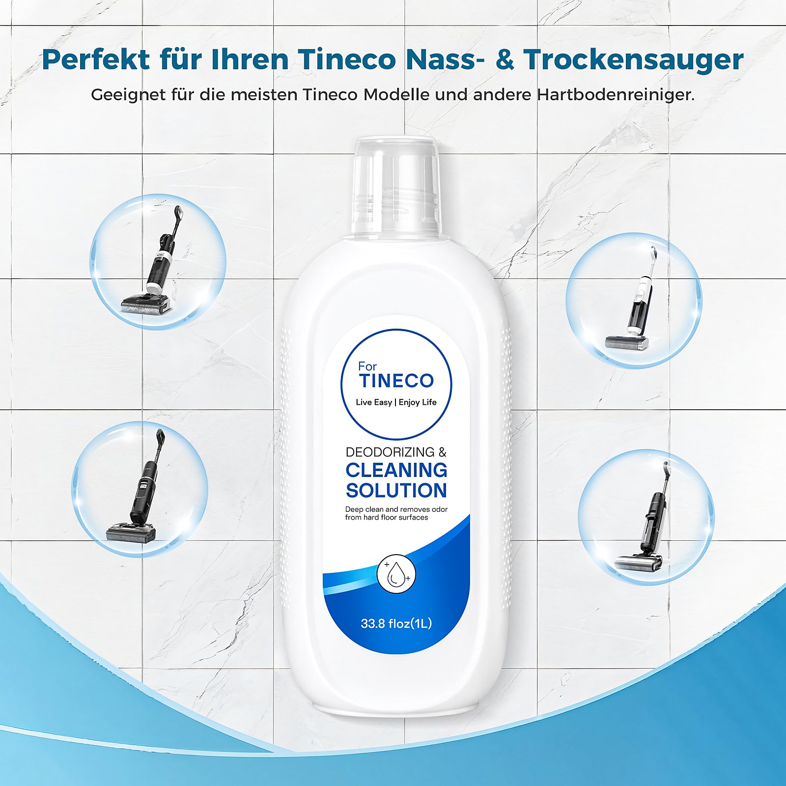Tineco Multi-Surface środek czyszczący 2 x 1 l, roztwór czyszczący do odkurzacza Tineco na mokro i sucho i6, Floor One S5/S6/S7, seria S9 Artist & Stretch do wszystkich uszczelnionych twardych podłóg