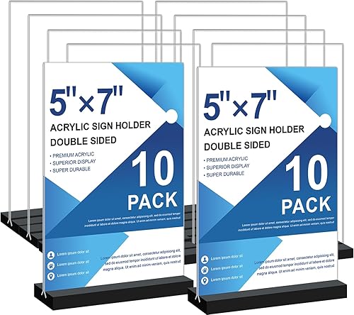 Lot de 10 supports de panneau en acrylique 12,7 x 17,8 cm – Supports verticaux d