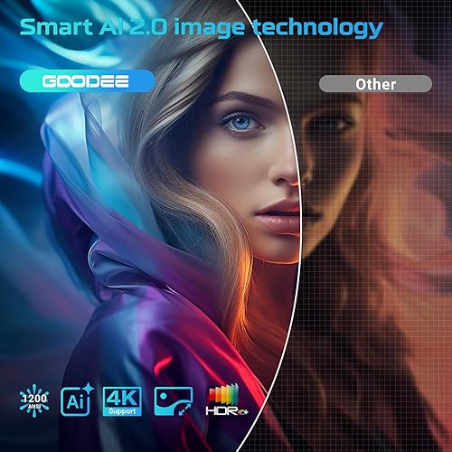 Miniatura 6 de [Google TV/control de voz] Proyector inteligente GooDee 4K UHD con WiFi y Bluetooth, proyector de películas portátil Prime Video, YouTube integrado,