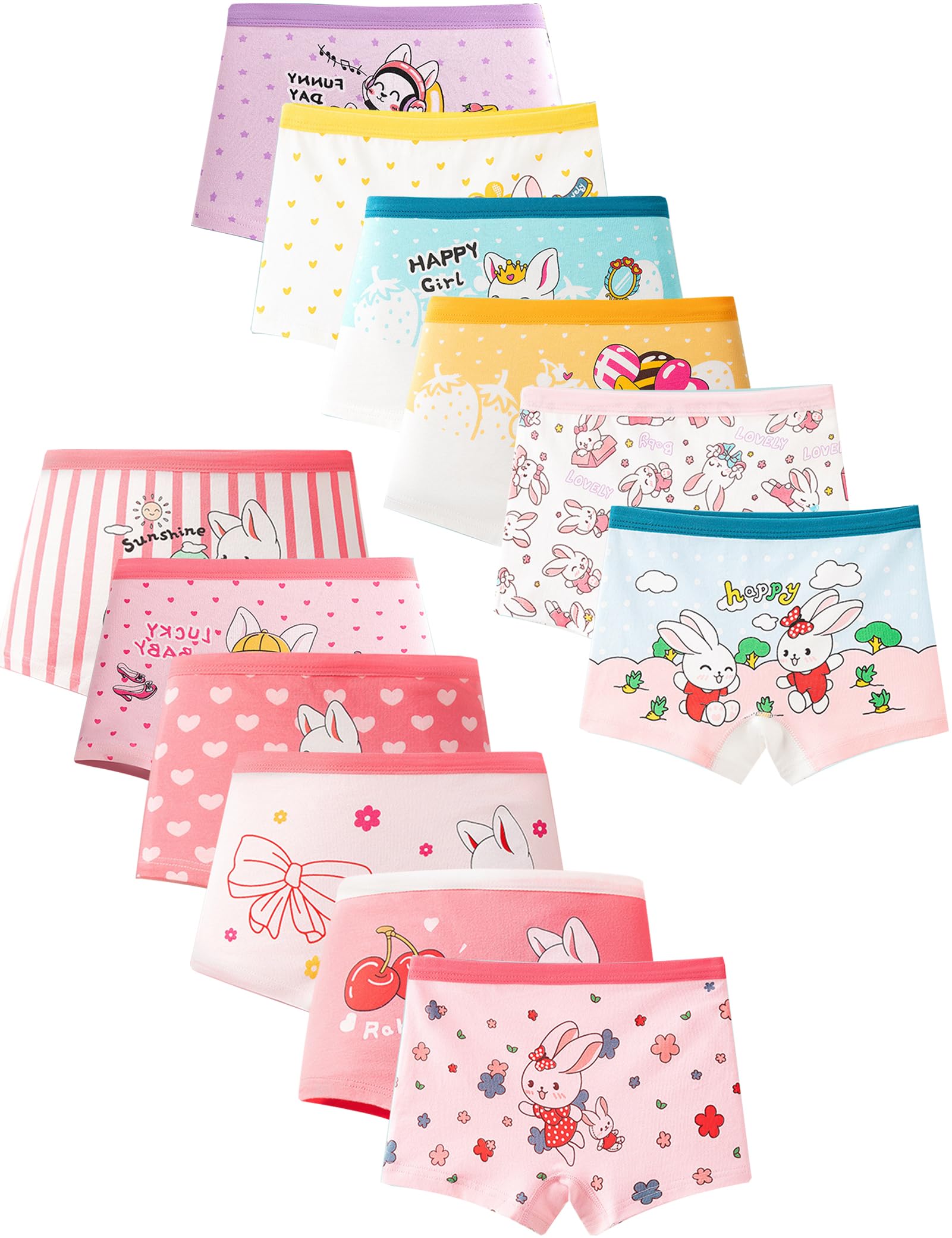 Kiench Girls Cotton Underwear Pack of 12 Toddler Boyshorts Panties