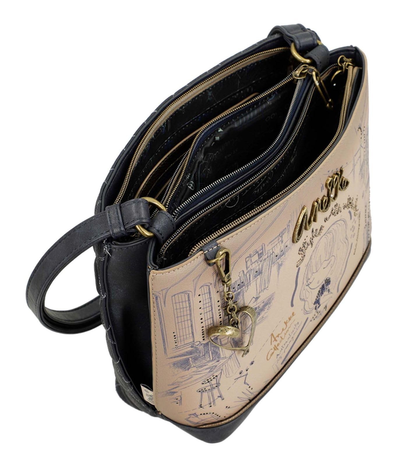 Anekke - Sac à bandoulière FEMME anthracite et beige