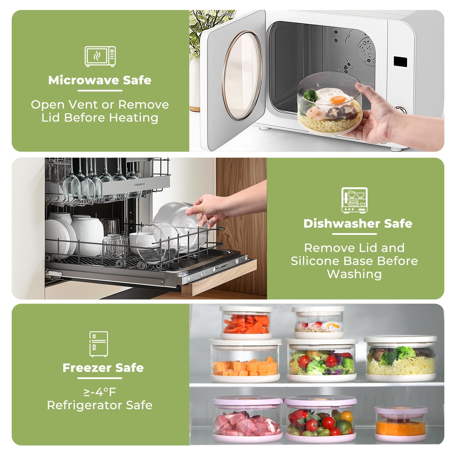 SAYAPE Recipientes de vidrio para almacenamiento de alimentos con tapas herméticas, recipientes de vidrio de borosilicato alto de 33.8 onzas y 11.5 onzas con tenedor, cajas de almuerzo Bento para