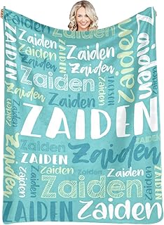 Dr.TOUGH Personalized Blankets with Name Customized Baby Blankets for Girls Boys Adults Monogrammed Blankets and Throws Christmas Birthday Mothers Fathers Valentines Day Gift (Mint Green, 40''×50'')