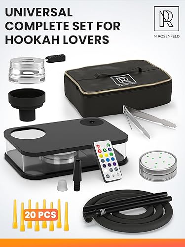 Miniatura 2 de Juego de cachimba portátil con todo, juego de cachimba portátil negro para viajes con bolsa plana para cachimba - Kit de cachimba con soporte de