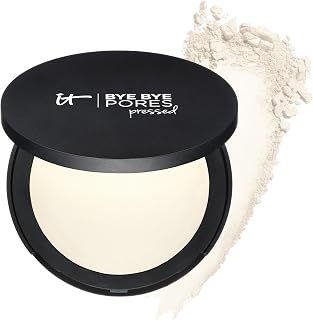 IT Cosmetics Bye Bye Pores Pressed Finishing Powder: Blurs Pores, Lines & Wrinkles with Peptides, Collagen - Universal Shade