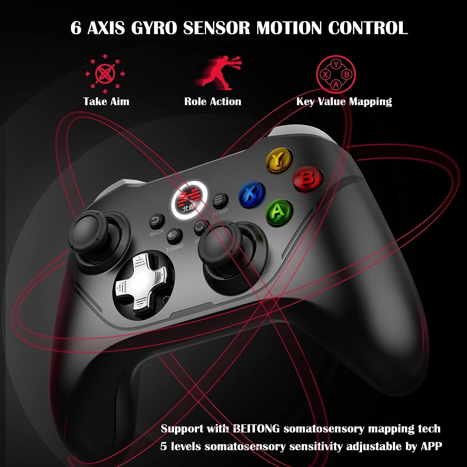 BEITONG Asura 2 Pro PC Switch Controller Wireless Gaming Gamepad, Compatible with Switch Lite/OLED Windows 7/8/10 Steam Deck Tesla, 6 Axis Gyro Motion Sensing/Hall Effect Triggers/M Button(Black)