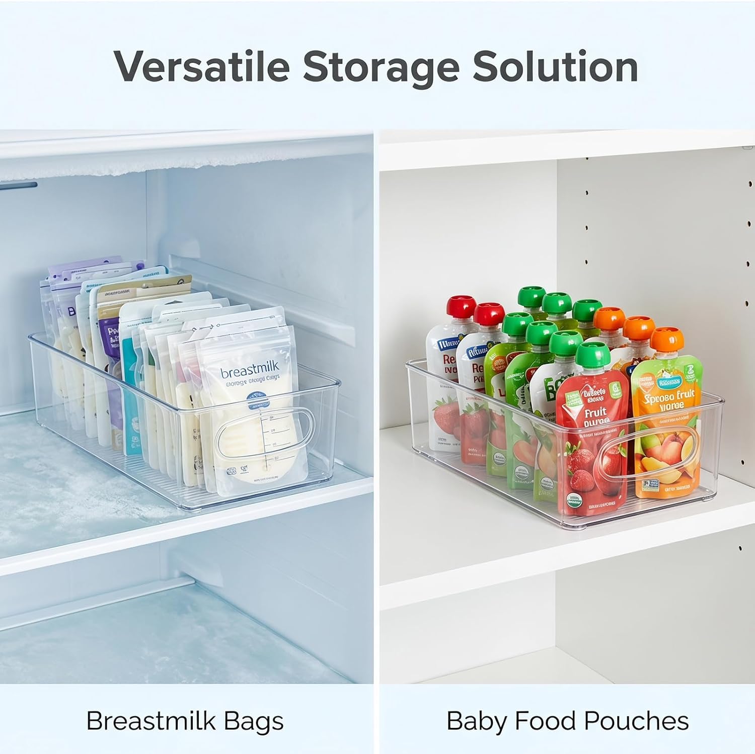 4 Pack Breastmilk Storage Container for Fridge, Refrigerator Organizer Bins image 4