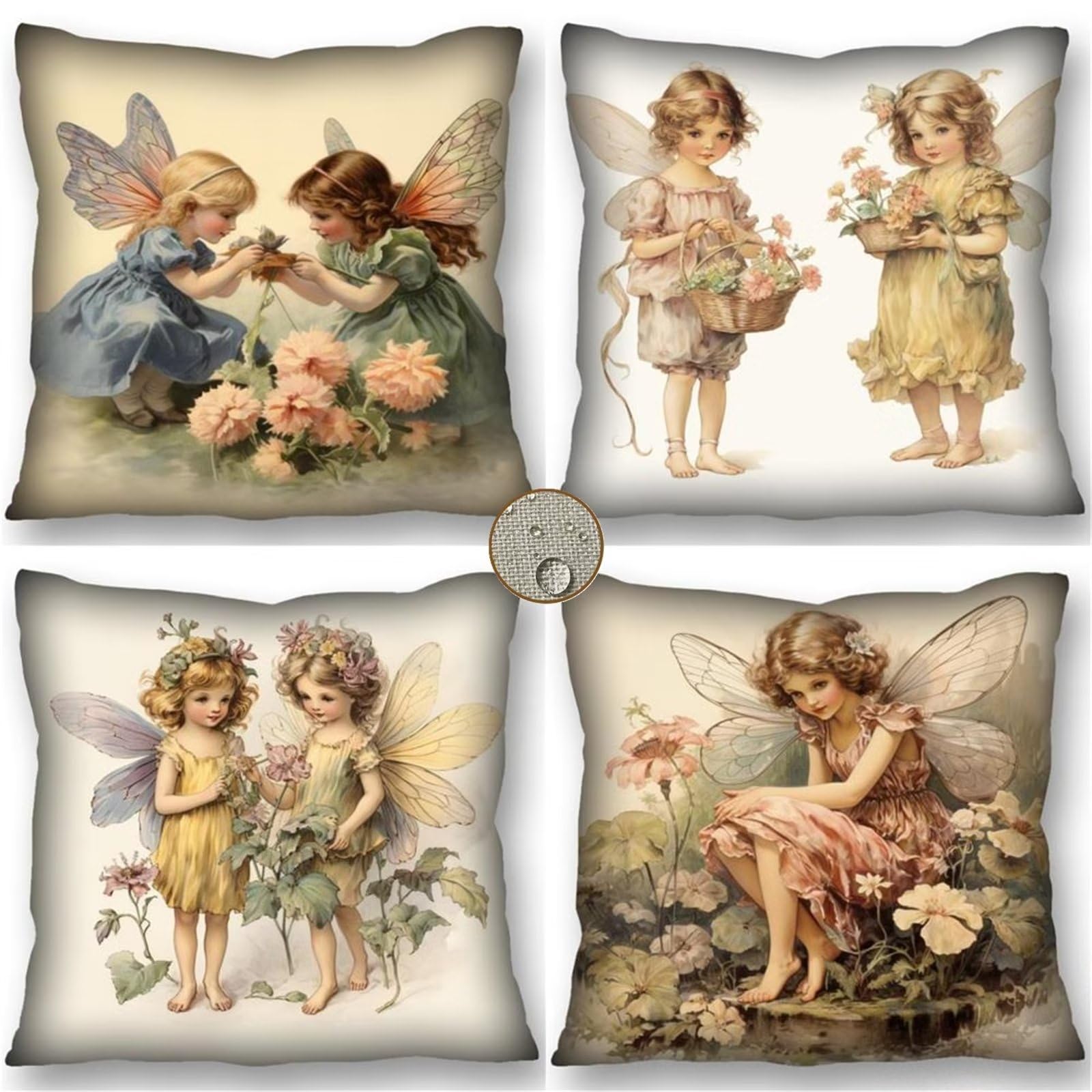 Juego de 4 Funda Cojín 70x70 cm Moderno Europeo - Hada Cojines Exterior Jardín 45x45 para Sofá, Cojines Impermeables Exterior para Patio al Aire Libre, Decoración de Casa de Campo y Sala de Estar.