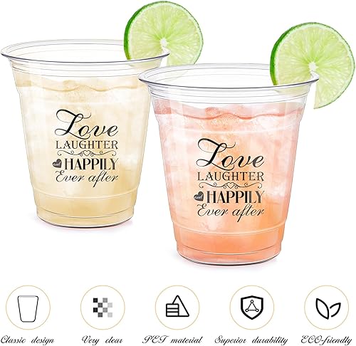 Miniatura 2 de Dandat Paquete de 200 vasos desechables de plástico para boda, 10 onzas, vasos desechables de plástico transparente para suministros de recepción,