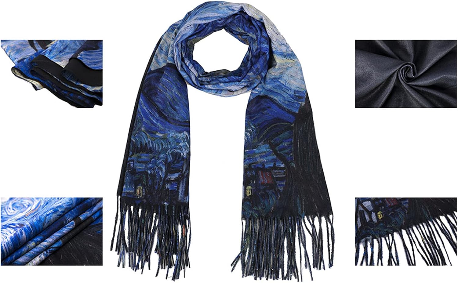 XINYUN Women's Fashion Scarf with Art Printed Tassel Soft Cashmere Warm Large Blanket Wrap Shawl for gift - Image 5