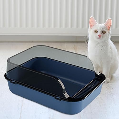 Miniatura 6 de Leefasy Caja de arena para gatos con parte superior abierta, inodoro grande, caja de arena para gatos, suministros para mascotas, contenedor de