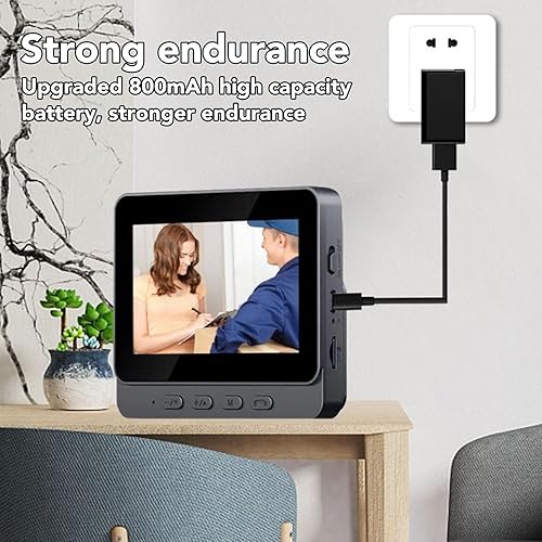 Miniatura 5 de Pomya Timbre de puerta con video, cámara Bluetooth, pantalla de 4.3 pulgadas, intercomunicador de audio de 2 vías, 8MP 1080P HD, visión nocturna HD