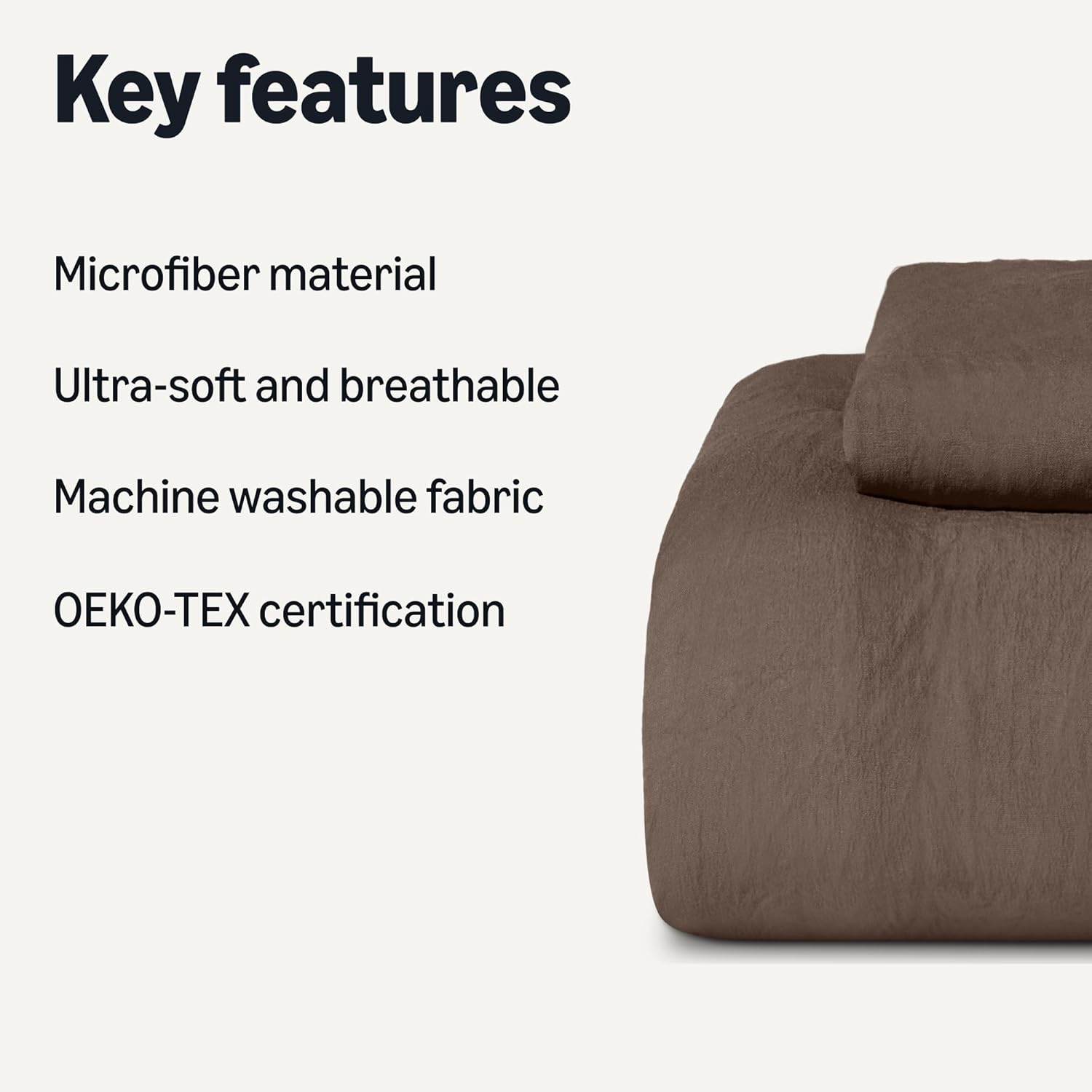 Amazon Basics Brushed Microfiber Comforter Set, Extra Soft with Natural Texture, 2-Piece, Twin/Twin XL, Brown