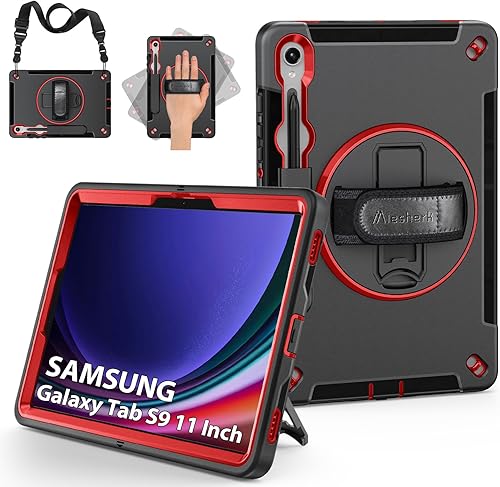 Miesherk Funda para Galaxy Tab S9, resistente a prueba de golpes de grado militar con correa de manohombro con soporte giratorio para Samsung Galaxy