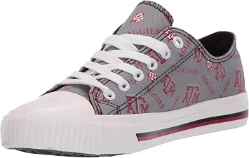 FOCO Womens NCAA College Team Logo Repeat Print Fashion Low Top Canvas Sneakers Shoes