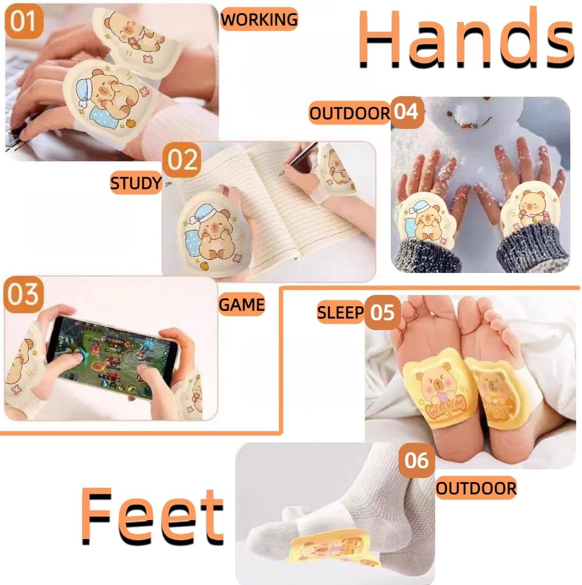 Hand Warmers Disposable, Hands-Free Glove Design for Hands and Feet, Air Activated Hot Packs Last 6-8 Hours, Natural Warmth for Outdoor, Work, Camping, Fishing,Concerts