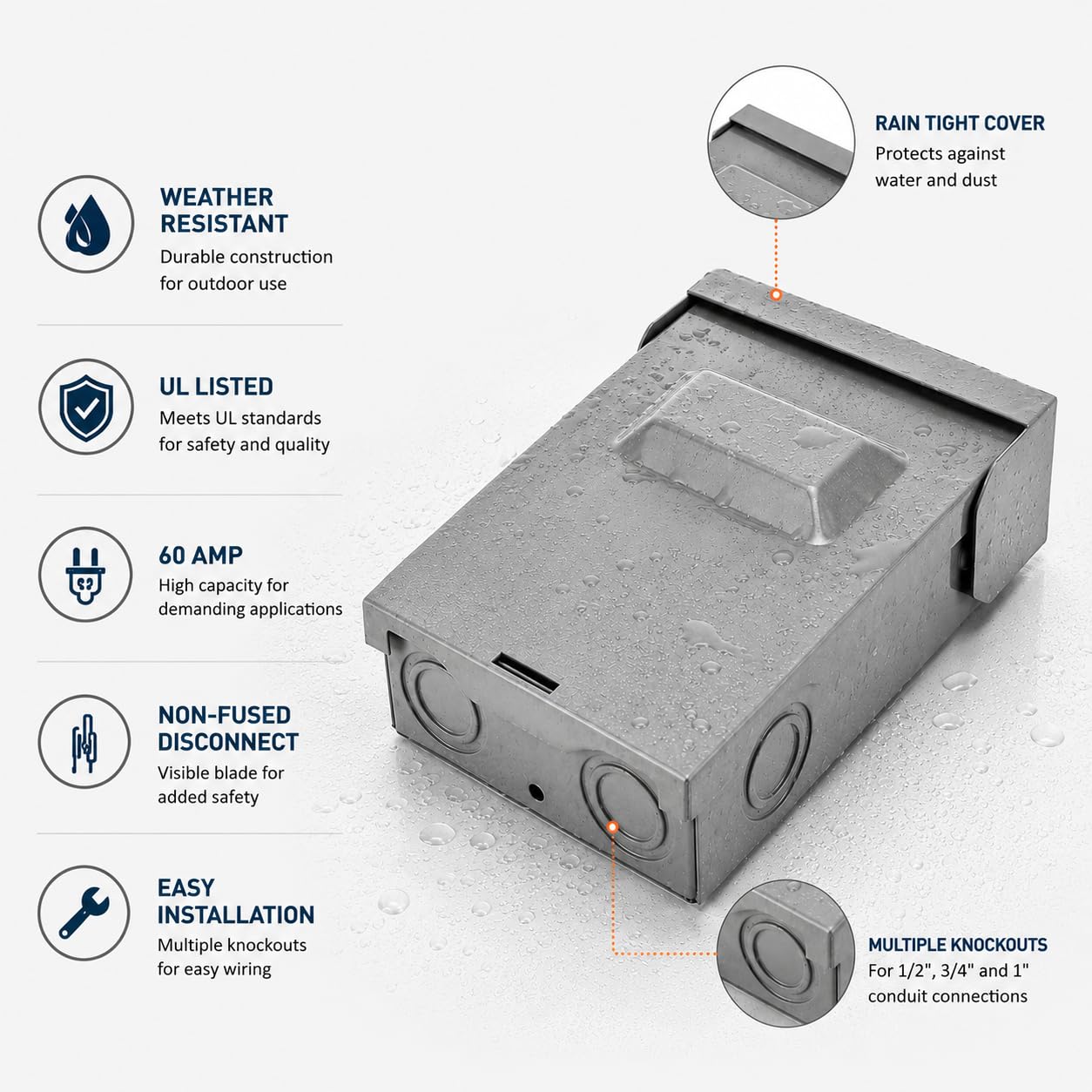 60A Disconnect Switch - UL Listed & Weatherproof -2