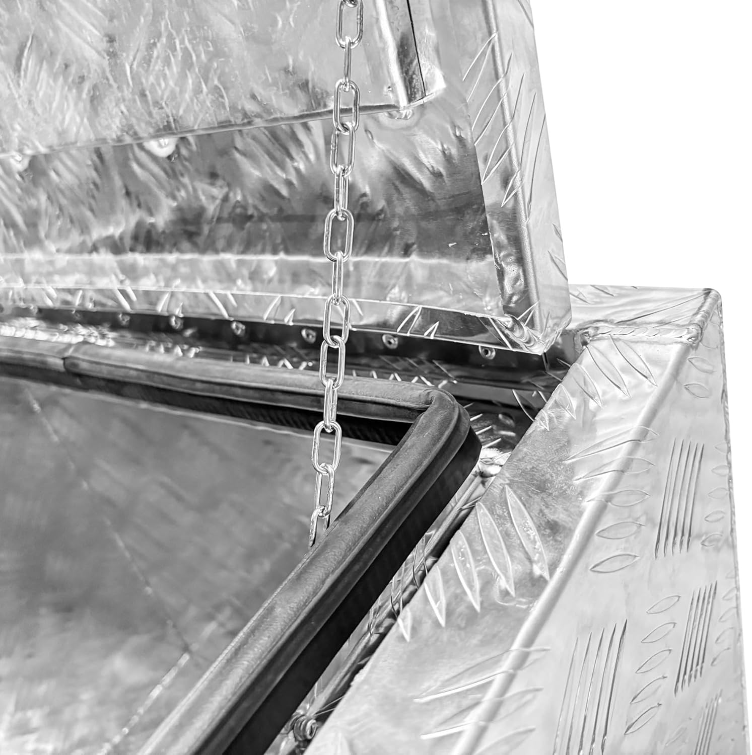 24"×19.5"×20" Aluminum Underbody Truck Box Heavy Duty Diamond Plate Tool Boxes Pickup Storage Box with T-Handle Latch and Keys for Storage and Organization Silver