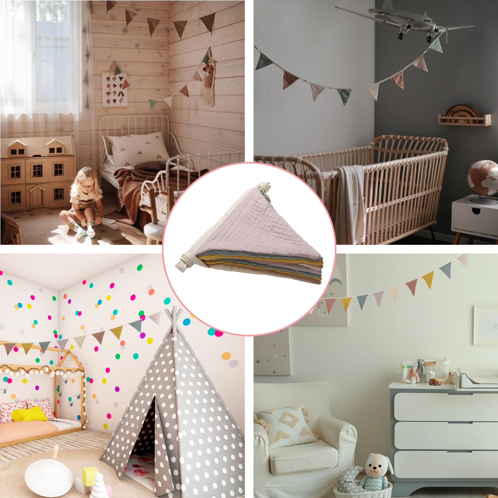 Lilimaus Bandierine Per Cameretta Dei Bambini, In 100% Mussola, Decorazione Per La Cameretta Dei Bambini, Ottimo Accessorio Per Lettino, Culla E - 3