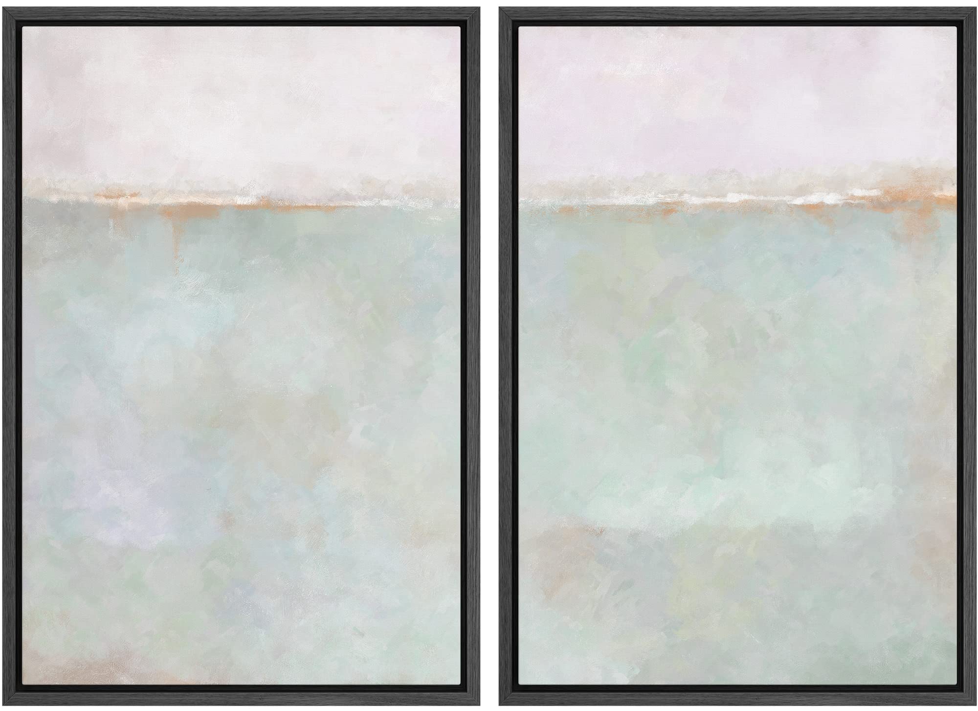 MUDECOR Framed Canvas Print Wall Art Set Watercolor Pastel Green Tan Landscape Abstract Shapes Illustrations Modern Art Decorative Contemporary for Living Room, Bedroom, Office - 16"x24"x2 Natural — view 148