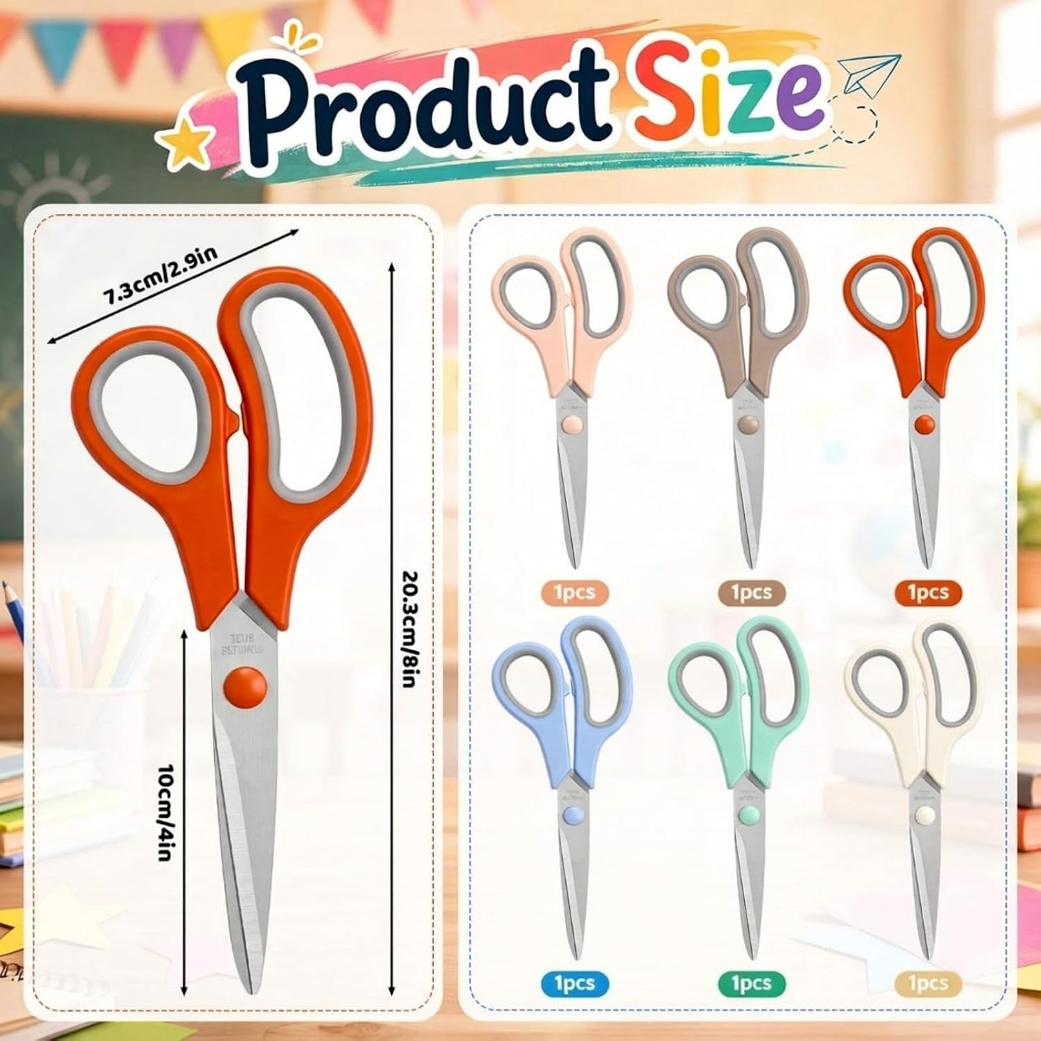 Chumia 24 Pack 8'' Scissors Bulk Multipurpose for Office Home, Morandi
