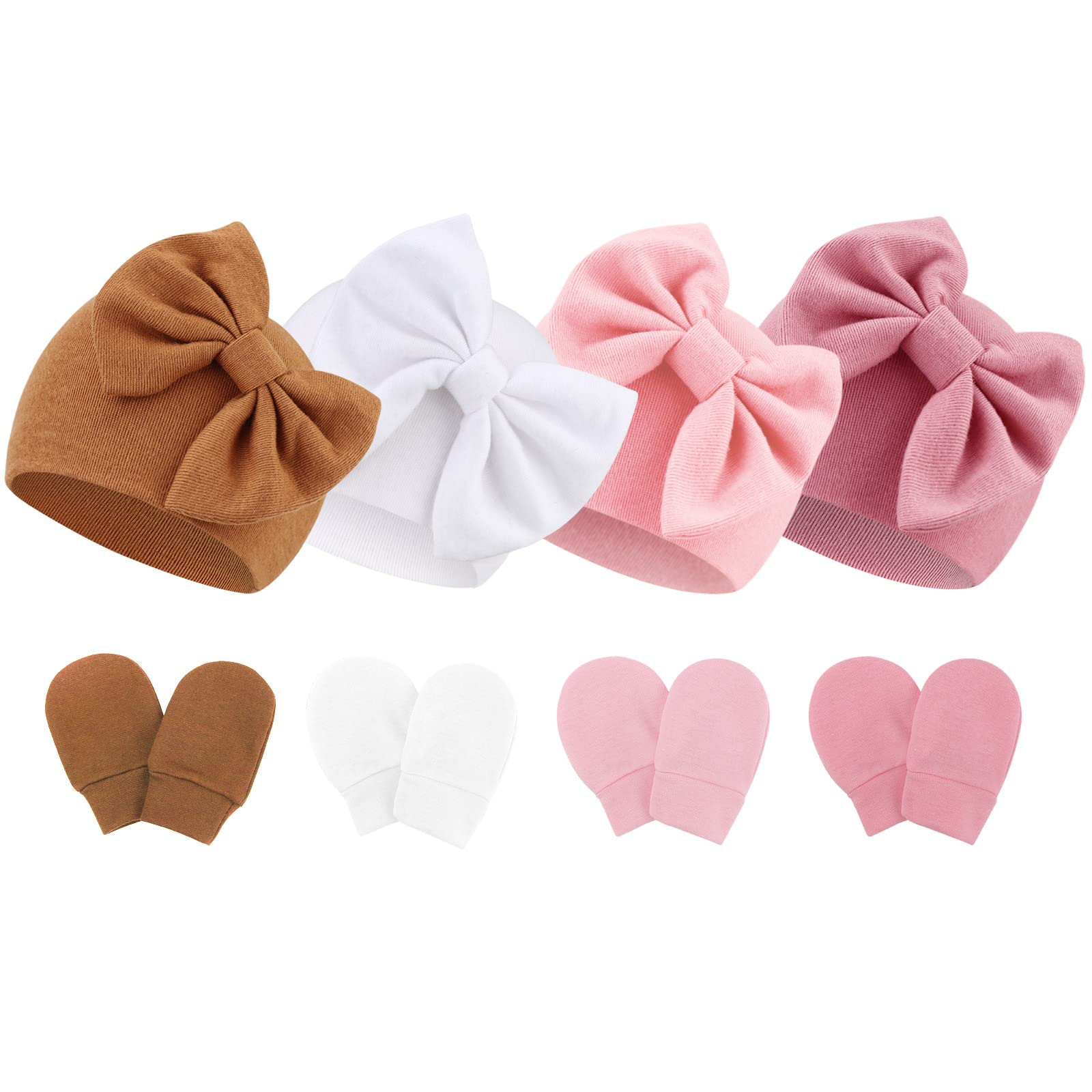 BQUBO Newborn Baby Hats Mittens Set