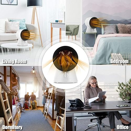 Miniatura 9 de COSTWAY Mini ventilador de refrigeración eléctrico 2 en 1, 3 modos de 1500 W, calentador de cerámica pequeño portátil de 2 segundos, protección