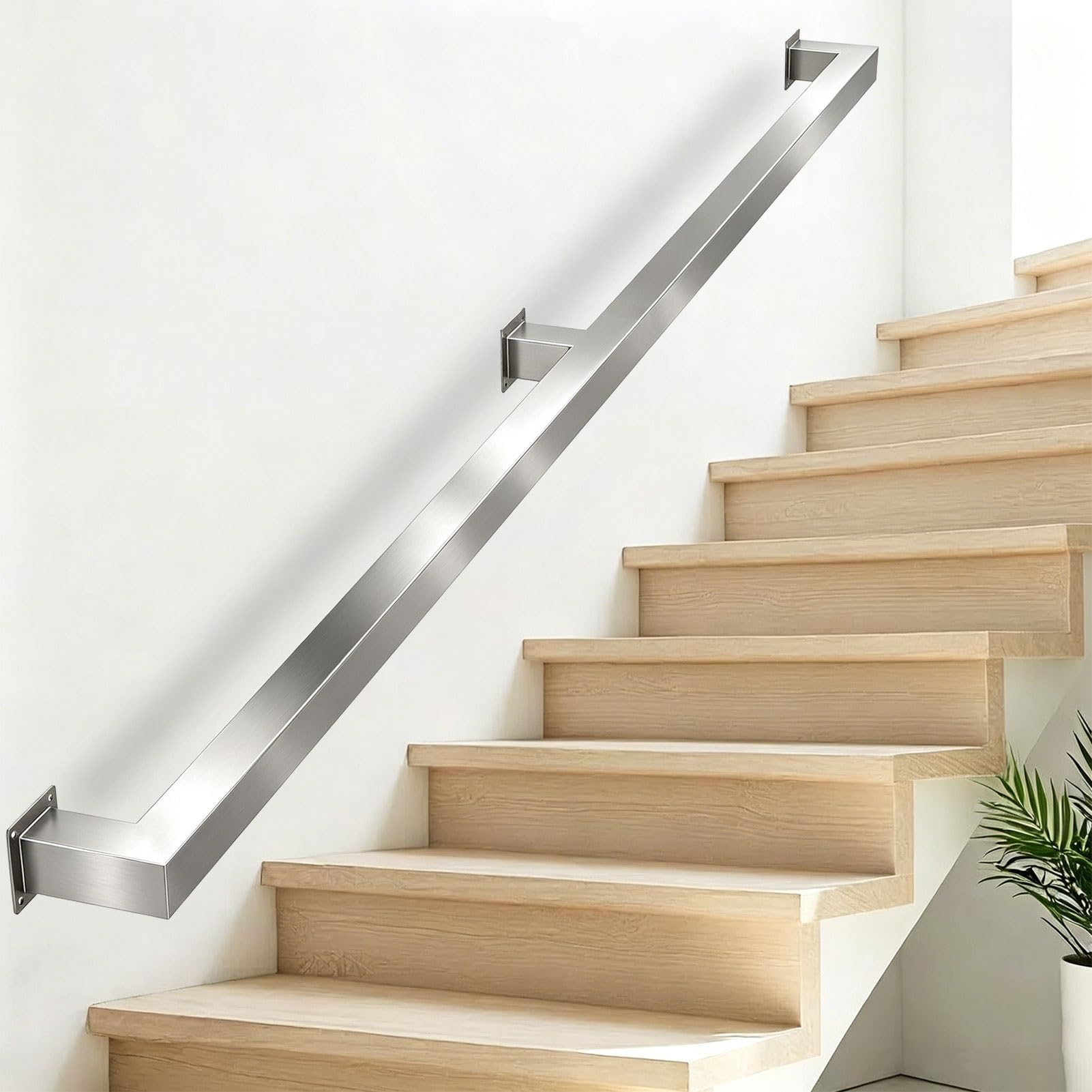 Modern Staircase Banister Hand Rails, 1m 2m 3m 4m 5m 6m Stainless Steel Stair Handrail for Indoor Outdoor Steps, Non-Slip Stairs Railings(18ft/540cm)