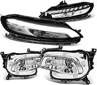 Vista 9 de Auto Dynasty Conjunto de faros LED DRL compatibles con Jeep Cherokee 2014-2018, 4 pares de faros halógenos de repuesto con tira de luz