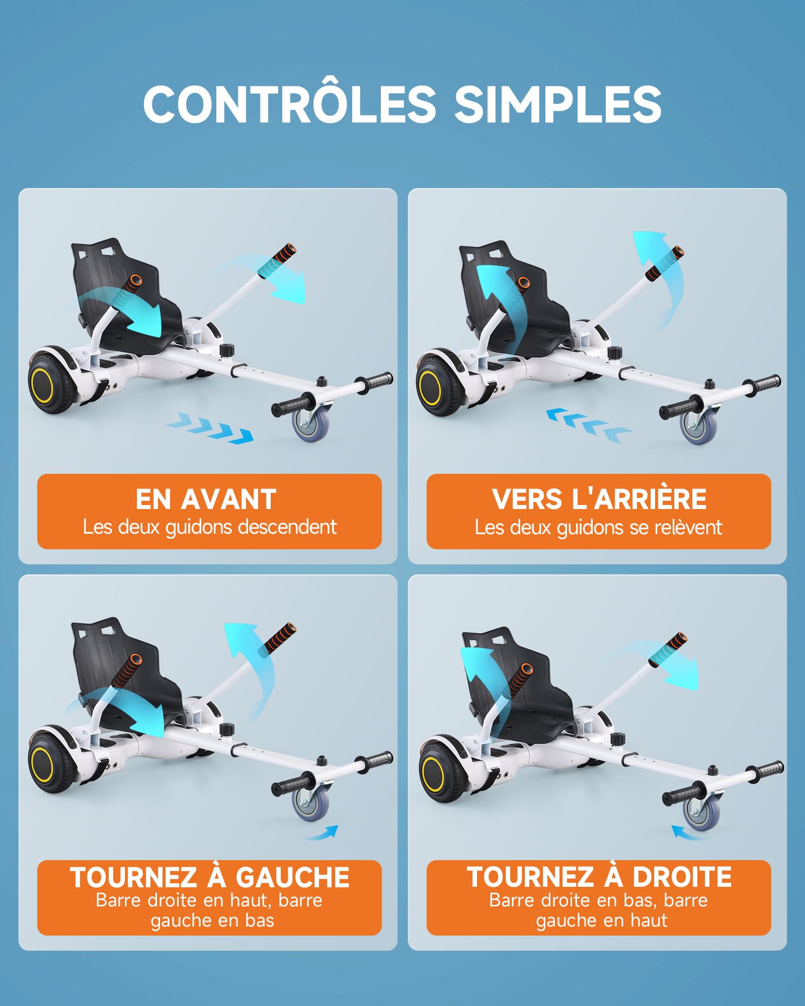 CO-Z Hoverkart pour Hoverboards Électrique, Siège de Hoverboard Réglable Noir/Blac/Bleu/Rose, Cadeau pour Enfant Adults