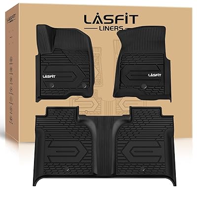 LASFIT Floor Mats 2019-2026 for Chevy Silverado/GMC Sierra 1500, 2020-2026 2500 HD/3500 HD, Crew Cab Only(Fit with Rear Under-Seat Storage, But Not Fit 2nd Row Plastic Storage) All Weather TPE Mats