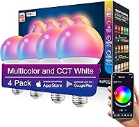 Vista 8 de Bombillas RGB que cambian de color, bombillas LED RGB de 9W, equivalentes a 40W, A19, E27/E26, blanco cálido 6500K, bombilla multicolor de 16