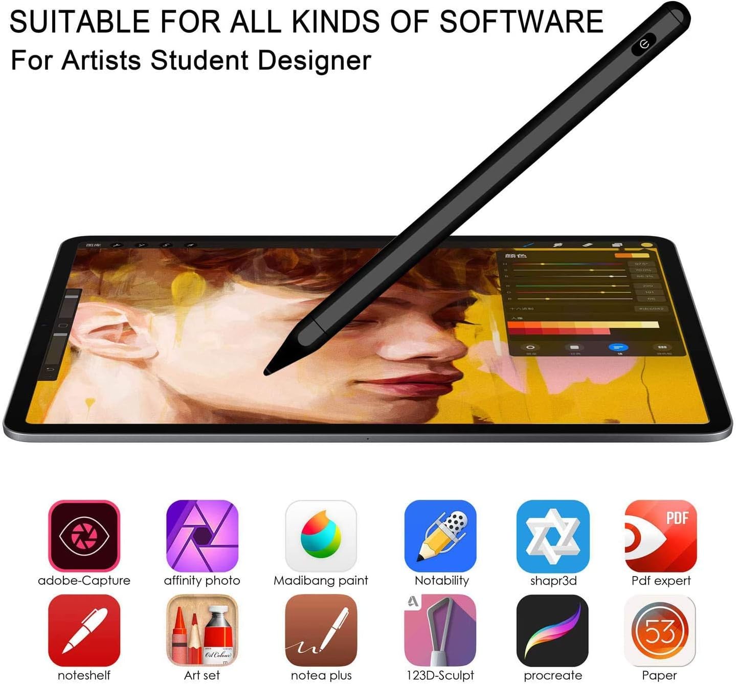 Stylus Pen for iPad with Palm Rejection, Active Stylus iPad Pencil Magnetic for 2018-2020 Apple iPad, iPad (6/7 Gen)/iPad Pro (11/12.9 inch)/iPad Mini Gen 5/iPad Air Gen 3 for Precise Writing/Drawing