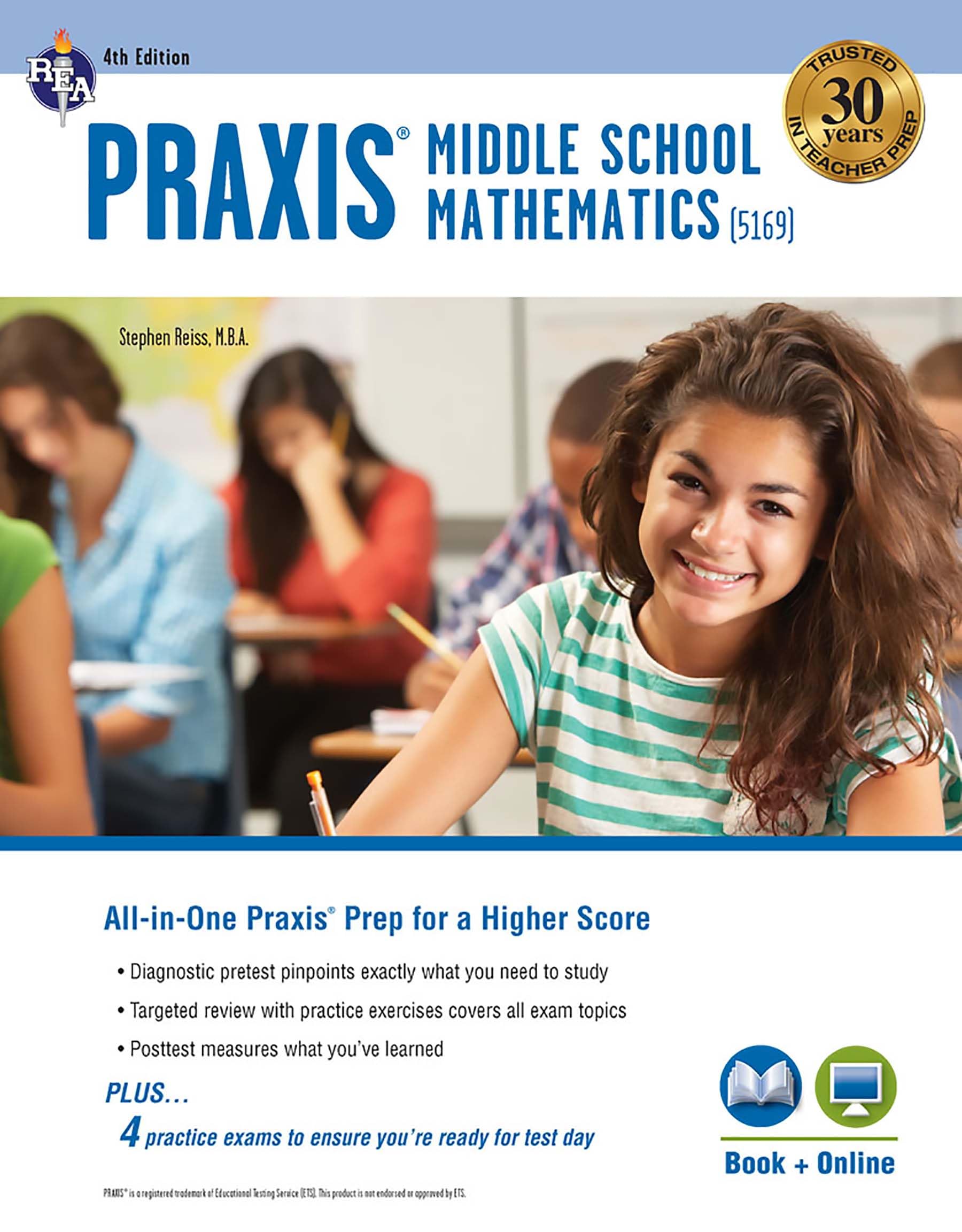 PRAXIS Middle School Mathematics (5169) Book + Online (PRAXIS Teacher Certification Test Prep)