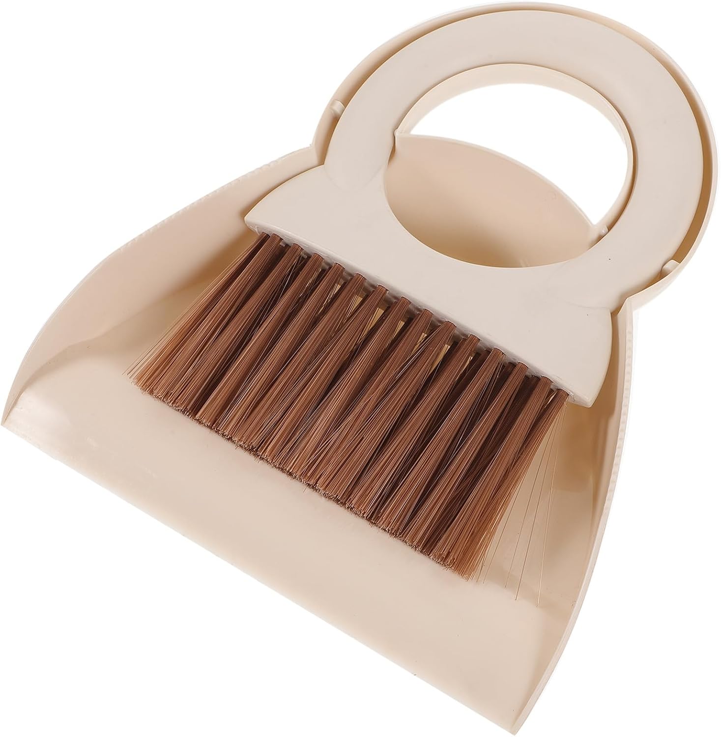 Mini Keyboard Cleaning Set with Broom and Dustpan Beige Plastic