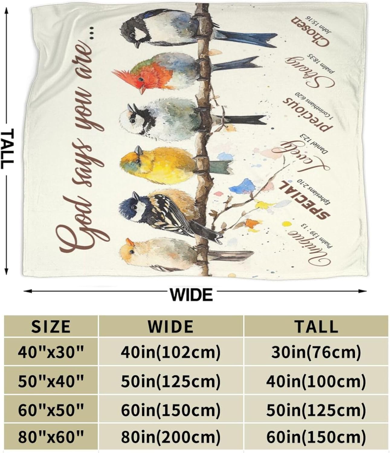 Birds Soft Cozy Colorful Throw Blanket - Ultra Warm Lightweight Fleece Plush Fuzzy Blanket Decor - 40"X50" for Girls, Women, Kids & Adults - Image 5