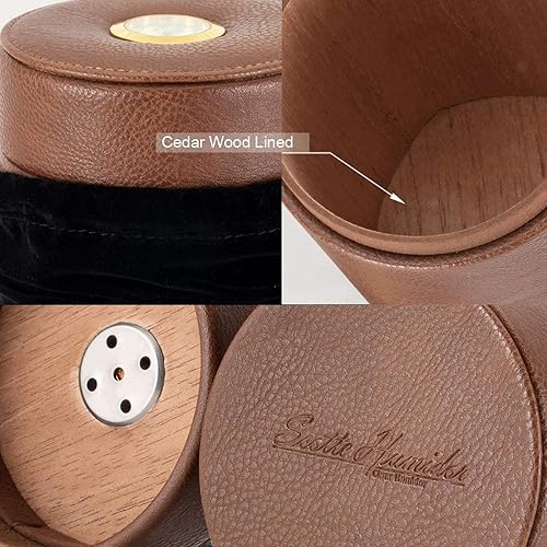 Miniatura 6 de Scotte Casotarro del humidor de puros, de cuero de cedro de madera de cigarro de lata portátil para 12-16 cigarros (marrón)