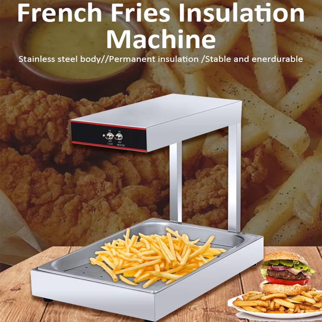 Calentador De Papas Fritas, Lámpara De Calor De Alimentos Comerciales, Luz Para Calentar Alimentos, Calentador De Papas Fritas Para Papas Fritas, Churros, Buffet, Cocina, Restaurantes