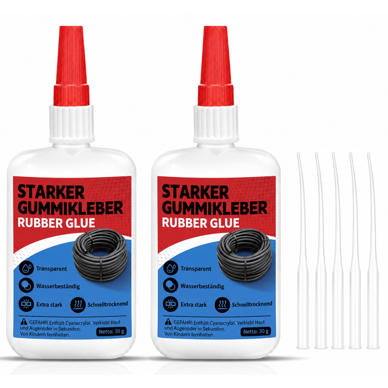 Rubber Glue, Super Glue for Rubber, 2 Pack (30g)