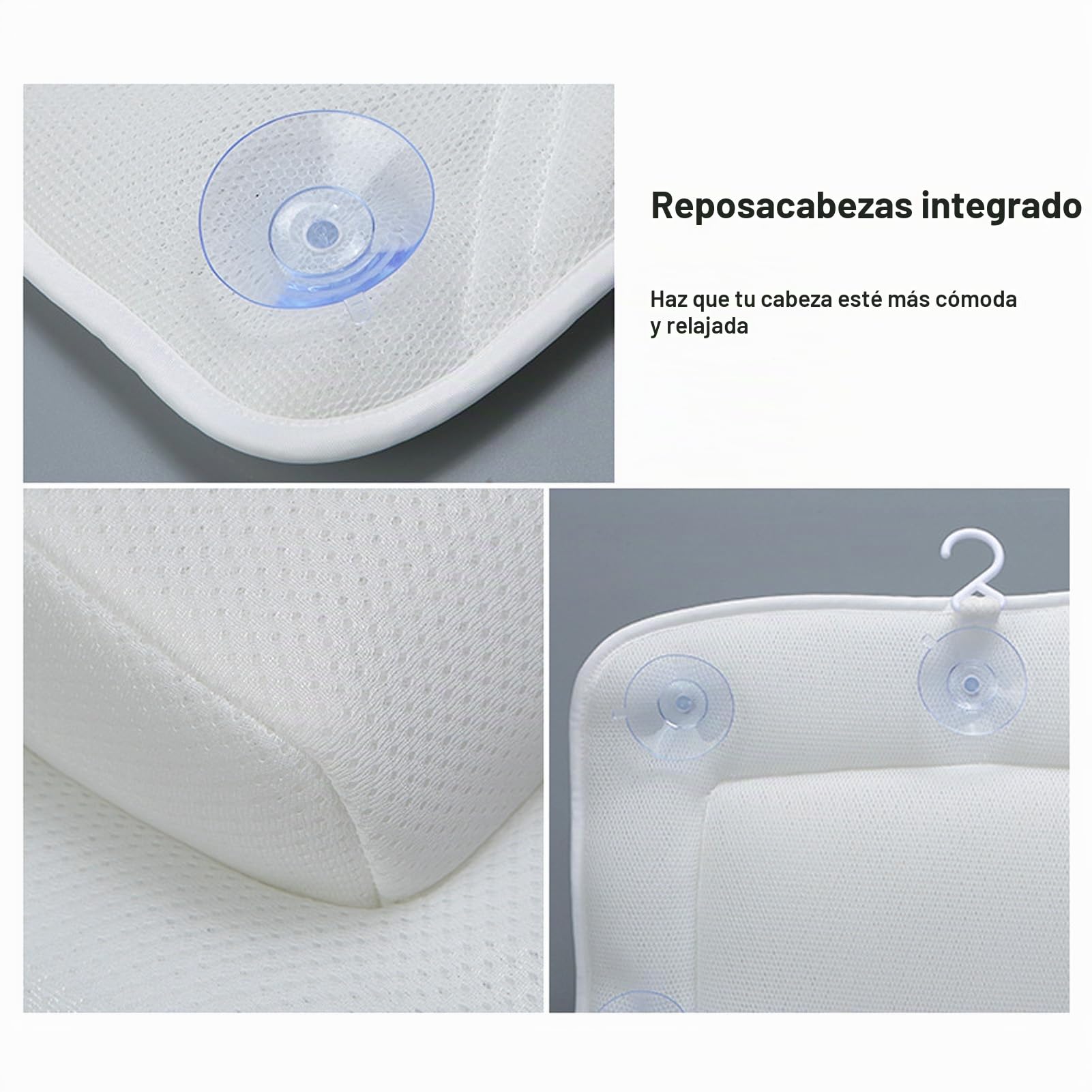 Almohada de Baño de Poliéster de Cuerpo Completo, Cojín para Colchón con Malla Transpirable 5D, 13 Ventosas Antideslizantes para Bañera