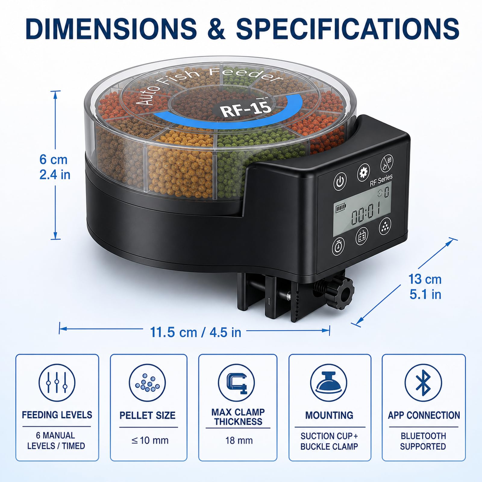 Mangiatoia automatica acquario, Distributore automatico cibo pesci con Timer, 105ML Mangiatoia Pesci Automatica per Rossi e Tartarughe