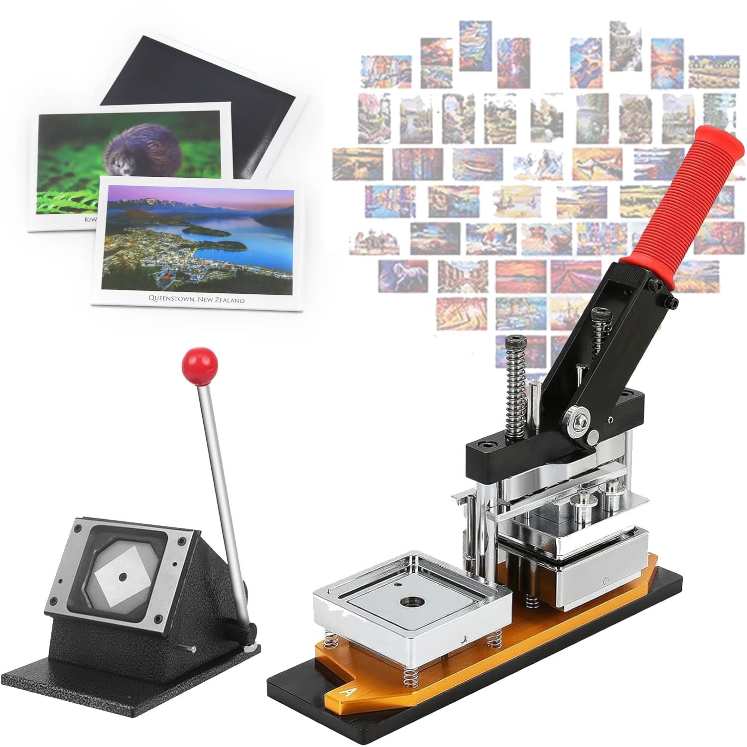 MYUYEE Badge Maker Machine, Magnet Making Machine, 53 * 80Mm/2.1 * 3.2In Fridge Magnet Maker Machine With 1000 Pieces Of Consumables, Button, Photo Magnet Maker,Maker+Knife+