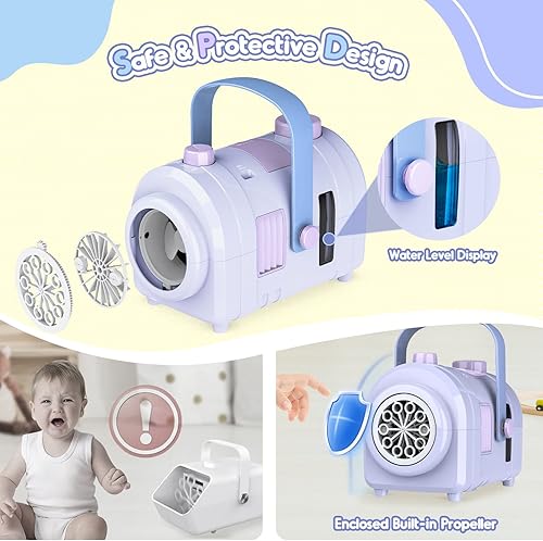 Miniatura 5 de Máquina de burbujas soplador automático de burbujas más de 7500 burbujas por minuto máquina de burbujas recargable con 2 velocidades alimentado por