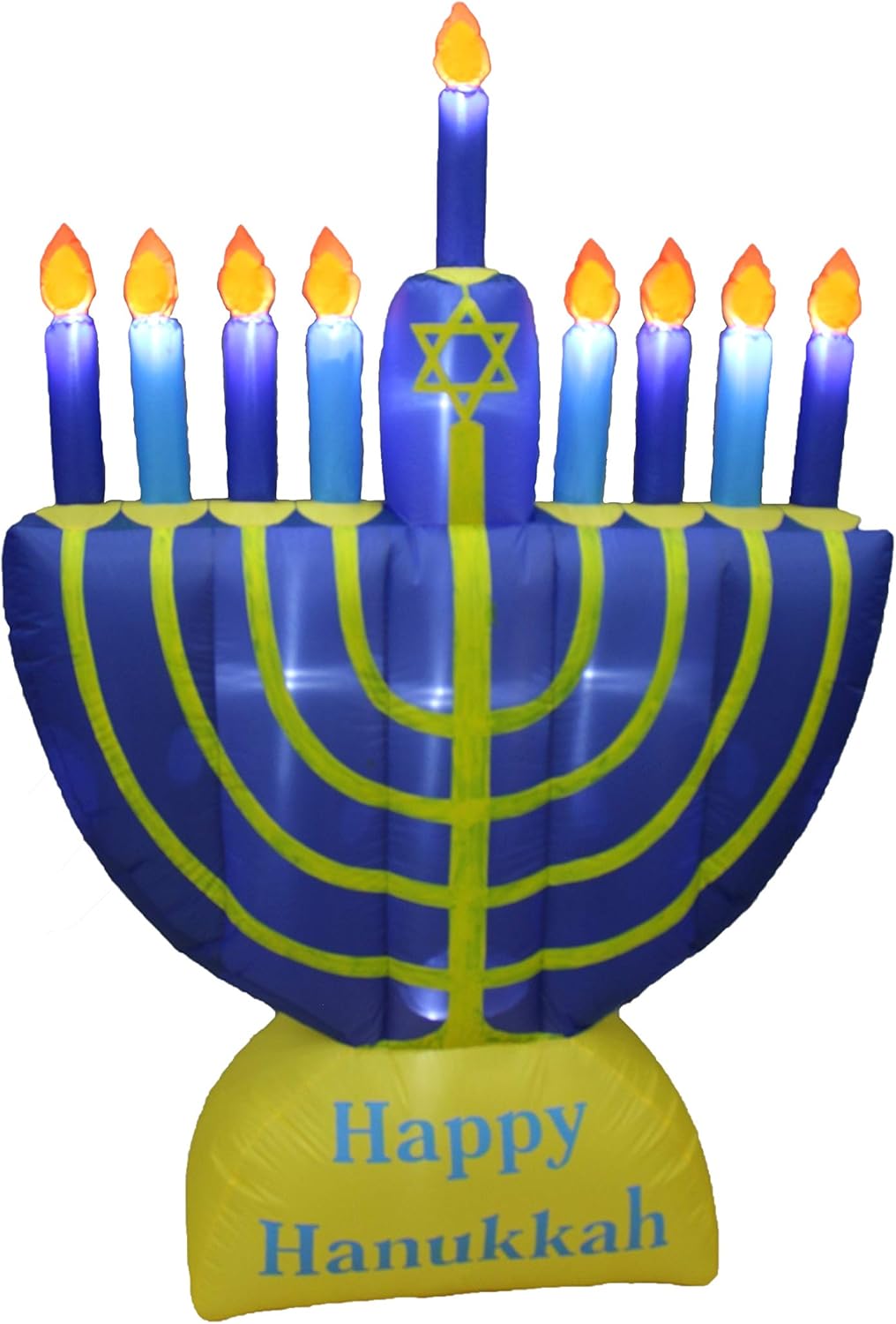 6 Foot Tall Inflatable Happy Hanukkah Menorah Candles Scene Outdoor Indoor Holiday Decorations, Blow Up LED Lights Lighted Yard Decor, Giant Lawn Inflatables for Home Family Party
