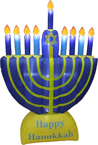 Velas inflables de 6 pies de alto con texto en inglés «Happy Hanukkah» para decoración de fiestas al aire libre e interiores, luces LED iluminadas,