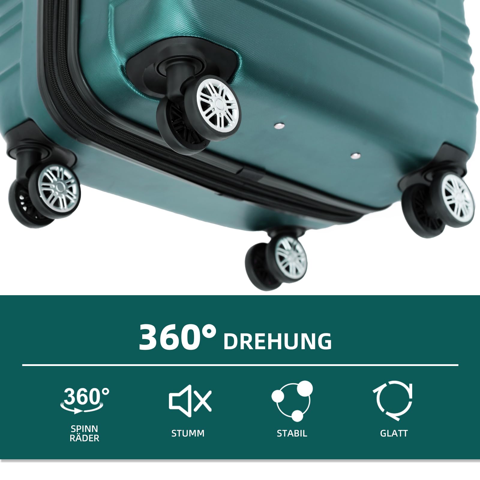 BEIBYE Hartschalen Koffer Trolley Rollkoffer Reisekoffer Zwillingsrollen Kofferset (Dunkelgrün, Set)