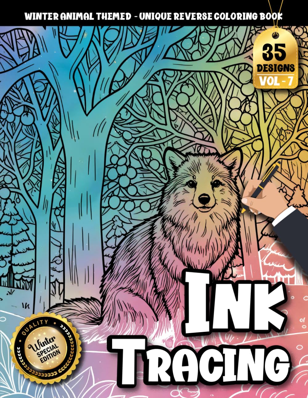 Ink Tracing Book For Adults: Trace the Magic- A Winter Animal Coloring Experience for Creative Souls (Winter coloring book Series)
